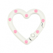 Componenti colorati anello bris&eacute; portachiavi cuore bianco-rosa