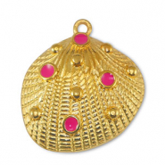 Ciondoli di metallo DQ conchiglia fucsia-oro (privo di nichel)