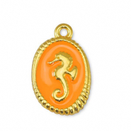 Ciondoli di metallo DQ cavalluccio marino arancione-oro (privo di nichel)