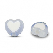 Perline in acrilico cuore azzurro-bianco