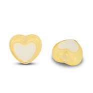 Perline in acrilico cuore giallo-bianco