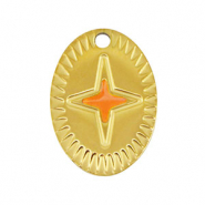 Ciondoli in acciaio inossidabile ovale stella oro-arancia