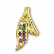 Metallo TQ in ottone ciondolo pinna oro-multicolore