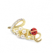 Broches "love" rosso-bianco-oro