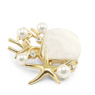 Broches vita marina bianco perlato-oro