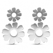 Orecchini in acciaio inossidabile fiore argento