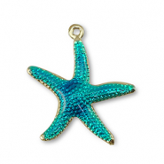 Metallo TQ in ottone ciondolo stella marina oro-turchese blu