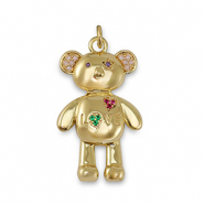 Metallo TQ in ottone ciondolo zirconi orsetto oro-multicolore