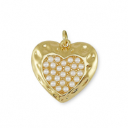 Metallo TQ in ottone ciondolo cuore con perla oro-bianco