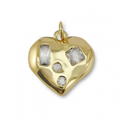 Metallo TQ in ottone ciondolo zirconia cuore oro