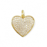 Metallo TQ in ottone ciondolo zirconia cuore oro