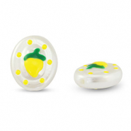 Perline in acrilico ovale con limone perla-giallo-verde