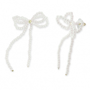 Orecchini alla moda fiocco bianco-oro