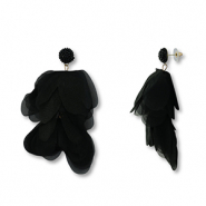 Orecchini alla moda chiffon fiore nero-oro