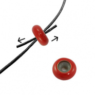 Chiusura con perline scorrevoli smalto 10x4mm rosso scuro