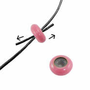 Chiusura con perline scorrevoli smalto 10x4mm rosa scuro