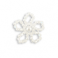 Ciondoli accattivanti perline sfaccettate & perle fiore bianco madreperla-trasparente