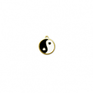 Ciondoli in acciaio inossidabile tonda Yin & Yang oro-nero-bianco