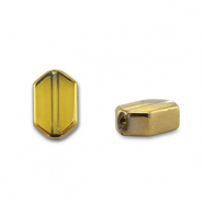 Perline di vetro esagono giallo trasparente-oro