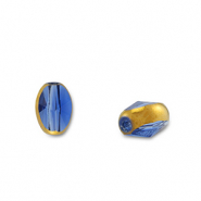 Perline di vetro ovale blu trasparente-oro
