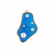 Pendenti in resina irregolare con perline oro-blu-bianco