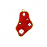 Pendenti in resina irregolare con perline oro-rosso-bianco