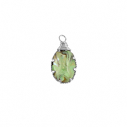 Pendenti in resina con imitazione di conchiglia ovale argento-verde oceano