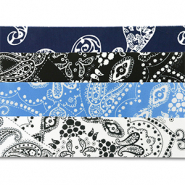 Set di 4 bandane blu scuro-nero-blu chiaro-bianco