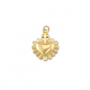 Metallo TQ in ottone ciondolo cuore con croce oro