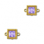 Distanziatore in acciaio inossidabile zircone quadrato oro-viola
