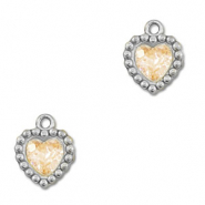 Ciondoli in acciaio inossidabile zircone cuore argento-arancione chiaro