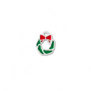 Ciondoli di metallo corona di natale argento-verde-rosso