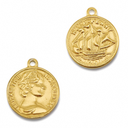 Ciondoli in acciaio inossidabile moneta con nave/faccia oro