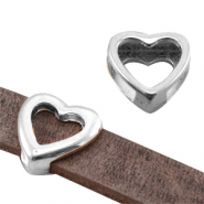 Passanti di metallo DQ a forma di cuore (per pelle piatta DQ 10 mm) argento antico (privo di nichel)