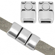 Chiusura magnetica di metallo DQ (per pelle piatta 5mm) argento antico (privo di nichel)