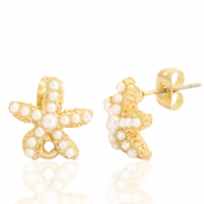 Componenti di metallo DQ perno perla a forma di stella marina con anellino oro (privo di nichel)