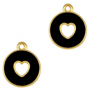 Ciondoli di metallo DQ cuore oro-nero (privo di nichel)
