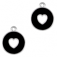 Ciondoli di metallo DQ cuore argento antico-nero (privo di nichel)
