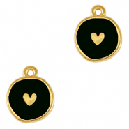 Ciondoli di metallo DQ cuore oro-nero (privo di nichel)