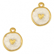 Ciondoli di metallo DQ cuore oro-bianco madreperla (privo di nichel)