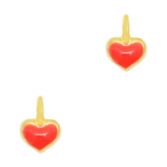 Ciondoli di metallo DQ cuore oro-rosso (privo di nichel)