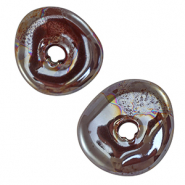 Perline di ceramica greca DQ donut marrone mattone cotto scuro