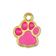 Ciondoli di metallo DQ zampa di cane fucsia-oro (privo di nichel)