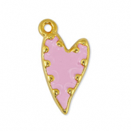Ciondoli di metallo DQ cuore rosa chiaro-oro (privo di nichel)