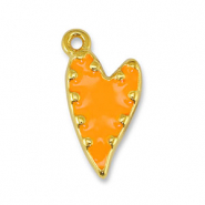 Ciondoli di metallo DQ cuore arancione-oro (privo di nichel)