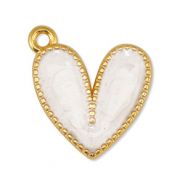 Ciondoli di metallo DQ cuore madreperla bianco-oro (privo di nichel)