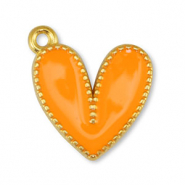 Ciondoli di metallo DQ cuore arancione-oro (privo di nichel)