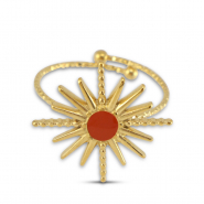 Anelli in acciaio inossidabile smalto stella oro-arancione