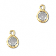 Pendenti di vetro Crystal Glass tonda grigio chiaro-oro