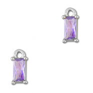 Pendenti di vetro Crystal Glass rettangolo lilla chiaro-argento